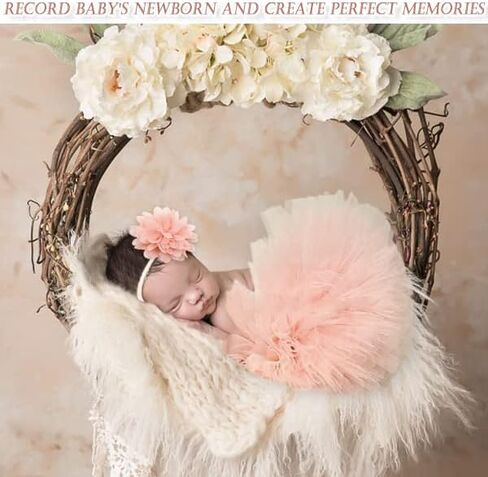 4 PCS Newborn Photography Props Outfits - Baby Tutu Skirt & Lace Romper Cute Bow Headdress Flower Headband Sets for Infants Girl Boy in Kuwait