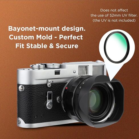 Haoge Bayonet Metal Square Lens Hood for Voigtlander NOKTON 35mm F1.2 II/III,40mm F1.2,50mm F1.2 Aspherical Lens for VM Mount Accessories LH-VM35-NB Black,with Cap in Kuwait