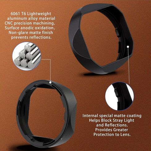 Haoge Bayonet Metal Square Lens Hood for Voigtlander NOKTON 35mm F1.2 II/III,40mm F1.2,50mm F1.2 Aspherical Lens for VM Mount Accessories LH-VM35-NB Black,with Cap in Kuwait