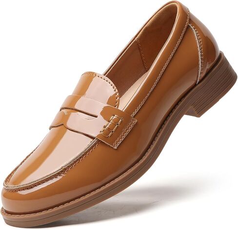 QAE Black Penny Loafers for Women Ladies Slip-Ons Shoes Comfortable Dressy | Women's Loafers & Slip-Ons Womens Leather Low Heel Flats Dress Moccasins Ideal for Work Business Driving & Casual in Kuwait