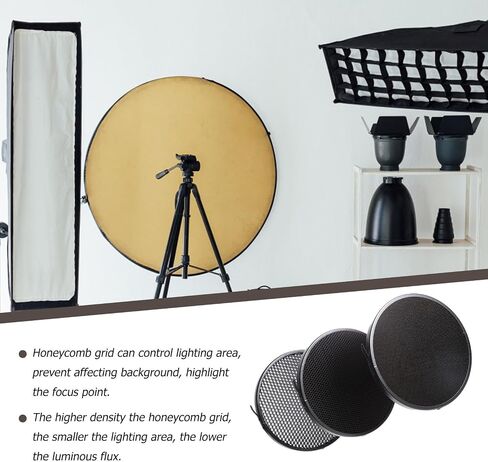 COHEALI Black Aluminum Alloy Honeycomb Grid Reflector with Quick Release and Fixing Spring, Convenient to Use Studio Flash Lighting Accessory for Photography in Kuwait