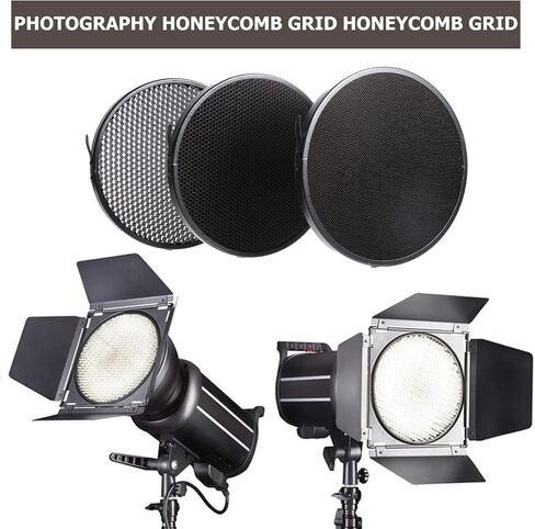 COHEALI Black Aluminum Alloy Honeycomb Grid Reflector with Quick Release and Fixing Spring, Convenient to Use Studio Flash Lighting Accessory for Photography in Kuwait