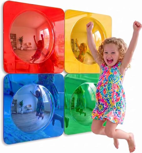 4PCS Sensory Bubble Mirrors for Kids, Autism Room Must Haves | Visual Stimulation Calming Corner Decor, Shatterproof Mirror for Kids, Gifts for Autistic Girls & Boys, 10 × 10 Inch in Kuwait