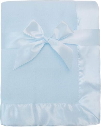 American Baby Company Fleece Blanket (30" x 40") with Silk-Like Satin Trim, Soft, Warm & Cozy, Blue, for Boys and Girls, Perfect for Baby Carrier, Stroller, Travel and Gifting in Kuwait