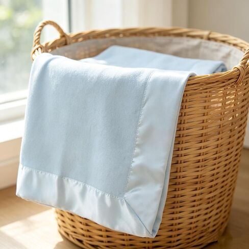 American Baby Company Fleece Blanket (30" x 40") with Silk-Like Satin Trim, Soft, Warm & Cozy, Blue, for Boys and Girls, Perfect for Baby Carrier, Stroller, Travel and Gifting in Kuwait