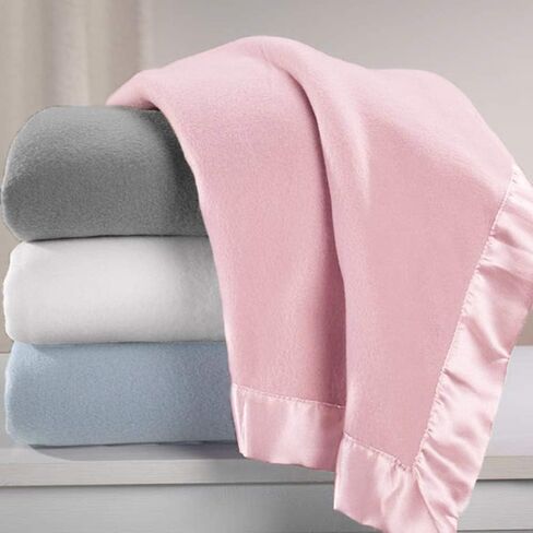 American Baby Company Fleece Blanket (30" x 40") with Silk-Like Satin Trim, Soft, Warm & Cozy, Blue, for Boys and Girls, Perfect for Baby Carrier, Stroller, Travel and Gifting in Kuwait