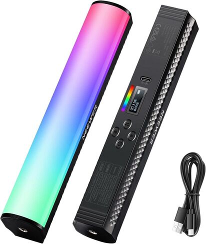 NEEWER RGB Light Wand, Magnetic Handheld Photography Video Light Stick, 2500K~8500K Dimmable CRI95+ Full Color LED Tube Light Bar with 2550mAh Battery, 17 Light Scenes for Vlog TikTok YouTube, TL20C | 2500K-8500K Dimmable, CRI95+, Full Color LED Tube Ligh in Kuwait