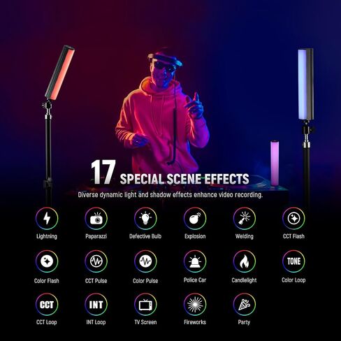 NEEWER RGB Light Wand, Magnetic Handheld Photography Video Light Stick, 2500K~8500K Dimmable CRI95+ Full Color LED Tube Light Bar with 2550mAh Battery, 17 Light Scenes for Vlog TikTok YouTube, TL20C | 2500K-8500K Dimmable, CRI95+, Full Color LED Tube Ligh in Saudi Arabia