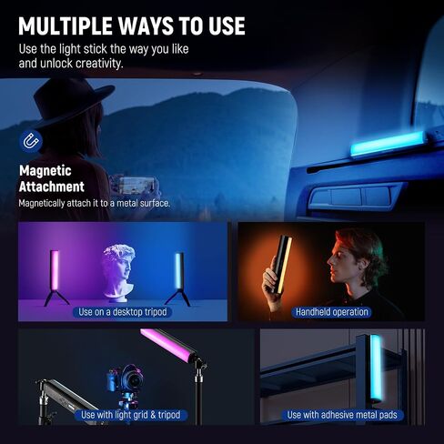 NEEWER RGB Light Wand, Magnetic Handheld Photography Video Light Stick, 2500K~8500K Dimmable CRI95+ Full Color LED Tube Light Bar with 2550mAh Battery, 17 Light Scenes for Vlog TikTok YouTube, TL20C | 2500K-8500K Dimmable, CRI95+, Full Color LED Tube Ligh in Saudi Arabia