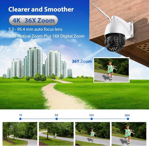 SV3C 4K 36X Zoom PTZ Camera Outdoor, 8MP Dual Band WiFi Security IP Camera | 360° Auto Tracking, Humanoid Vehicle Detection, Floodlight Color Night Vision, Two-Way Audio, RTSP, 24/7 All Day Recording in Kuwait