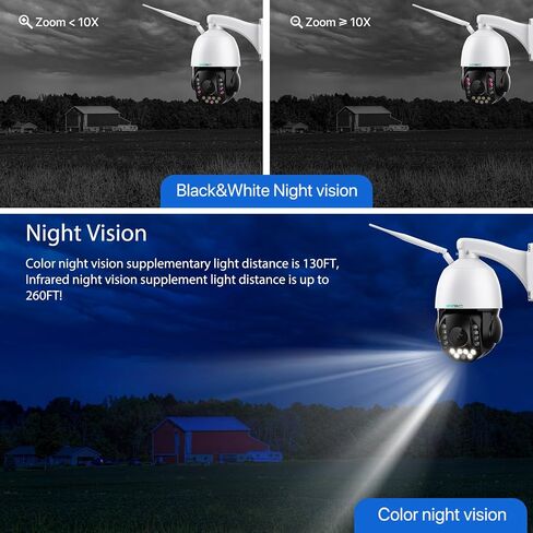 SV3C 4K 36X Zoom PTZ Camera Outdoor, 8MP Dual Band WiFi Security IP Camera | 360° Auto Tracking, Humanoid Vehicle Detection, Floodlight Color Night Vision, Two-Way Audio, RTSP, 24/7 All Day Recording in Kuwait