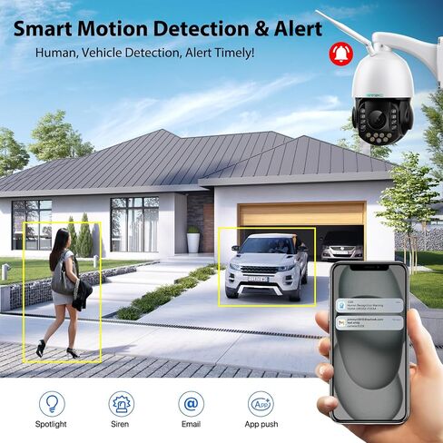 SV3C 4K 36X Zoom PTZ Camera Outdoor, 8MP Dual Band WiFi Security IP Camera | 360° Auto Tracking, Humanoid Vehicle Detection, Floodlight Color Night Vision, Two-Way Audio, RTSP, 24/7 All Day Recording in Kuwait