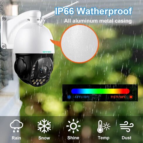 SV3C 4K 36X Zoom PTZ Camera Outdoor, 8MP Dual Band WiFi Security IP Camera | 360° Auto Tracking, Humanoid Vehicle Detection, Floodlight Color Night Vision, Two-Way Audio, RTSP, 24/7 All Day Recording in Kuwait