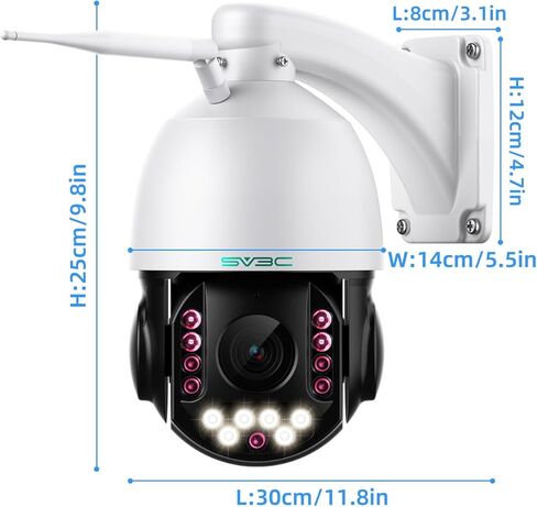 SV3C 4K 36X Zoom PTZ Camera Outdoor, 8MP Dual Band WiFi Security IP Camera | 360° Auto Tracking, Humanoid Vehicle Detection, Floodlight Color Night Vision, Two-Way Audio, RTSP, 24/7 All Day Recording in Kuwait
