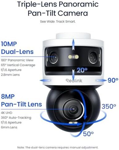 REOLINK OMVI 3i WiFi with TrackFlex Floodlight WiFi, Triple-Lens Outdoor Security Camera, 10MP 180° Panoramic + 8MP 4K Pan-Tilt, SyncTrack, Auto Tracking in Kuwait