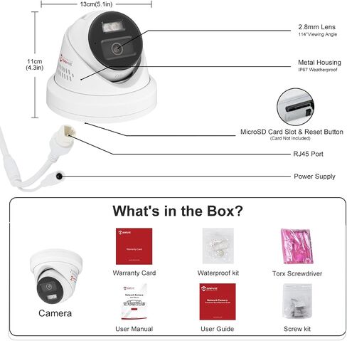Anpviz 5MP PoE IP Active Deterrence Camera, Wired Security Camera Outdoor | 2-Way Audio, Human Vehicle Detection, Smart Color Night Vision, IP67, 5MP@20fps, 2.8mm Lens Wide Angle, WDR, IPC-D3653WD-SA in Kuwait