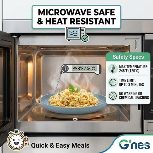G’nes 9" Toddler Plates - Safety Certified BPA-free & Non-Toxic Wheat Straw Kids Plates - Unbreakable, Microwave & Dishwasher Safe - 4-Pack Dinosaur Dinnerware Set with Bonus Drawstring Bag in Kuwait