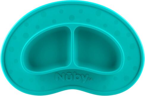 Nuby Sure Grip Miracle Mat 2-Section Toddler Plate - Suction Silicone Plate - 6+ Months - Aqua in Saudi Arabia