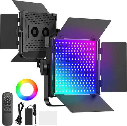 Anautin RGB Photography Lighting Kit, 50W Bi-Color LED Studio Lights, 2300k~8500k, CRI 97+, 27 Lighting Effects Video Light for Filming Camera Photo Recording Stage Shooting Streaming TikTok (2) in Kuwait
