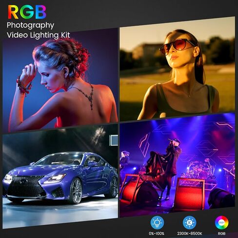 Anautin RGB Photography Lighting Kit, 50W Bi-Color LED Studio Lights, 2300k~8500k, CRI 97+, 27 Lighting Effects Video Light for Filming Camera Photo Recording Stage Shooting Streaming TikTok (2) in Kuwait