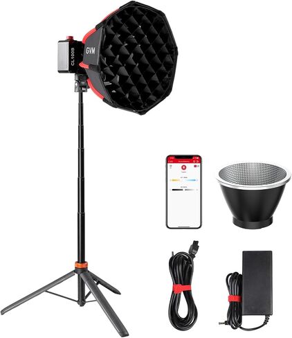 GVM 100W Bi-Color COB Video Light Kit with Softbox & Stand, 2700K–6800K LED Studio Lighting Kit,18500lux@1m App Control Portable Continuous Light for Photography,12 Scene Effects in Kuwait