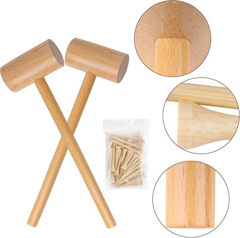 Wooden Mallet Hammering & Pounding Toys Set Simulation Wooden Mallet Toddler Fake Hammer Portable Toy Hammer for Kids in Kuwait