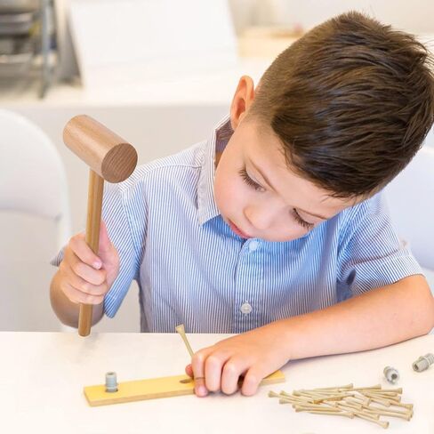 Wooden Mallet Hammering & Pounding Toys Set Simulation Wooden Mallet Toddler Fake Hammer Portable Toy Hammer for Kids in Kuwait