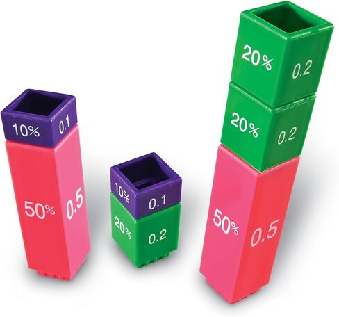 Learning Resources Fraction Tower Equivalency Cubes - 51 Pieces, Ages 6+ Math Toys for Kids, Classroom and Homeschool Accessories, Fractions for Kids in Kuwait