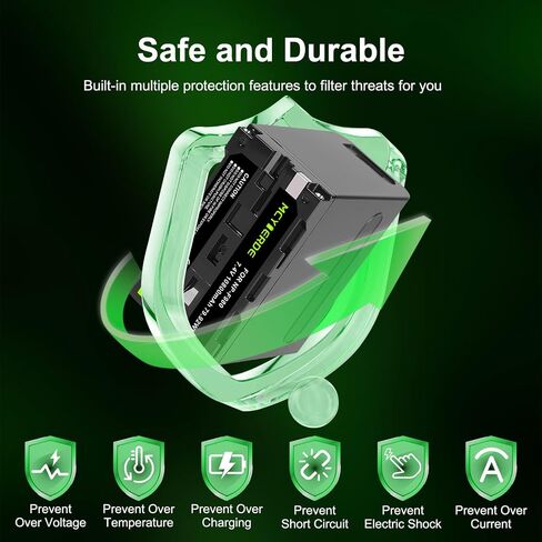 2-Pack 10800mAh NP-F980 Replacement Battery for Sony NP-F970 NP-F980 NP-F960 NP-F950 NP-F930 NP-F570 NP-F750 Batteries in Kuwait