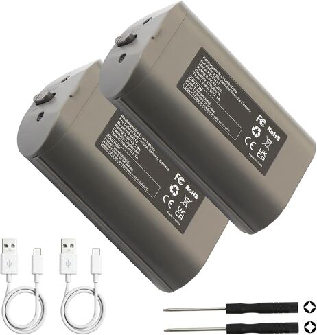 12000mAh Upgrade Rechargeable Battery Replacement for Defend 360 Camera | Cellular Security Camera Lithium Batteries with USB-C Fast Charging, LED Power Meter, Support Solar Panel Charging (2-Pack) in Kuwait