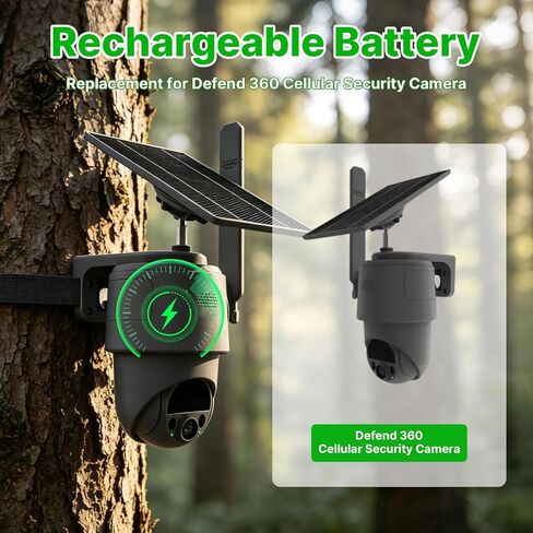 12000mAh Upgrade Rechargeable Battery Replacement for Defend 360 Camera | Cellular Security Camera Lithium Batteries with USB-C Fast Charging, LED Power Meter, Support Solar Panel Charging (2-Pack) in Kuwait