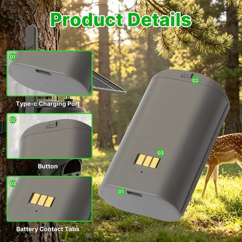 12000mAh Upgrade Rechargeable Battery Replacement for Defend 360 Camera | Cellular Security Camera Lithium Batteries with USB-C Fast Charging, LED Power Meter, Support Solar Panel Charging (2-Pack) in Kuwait