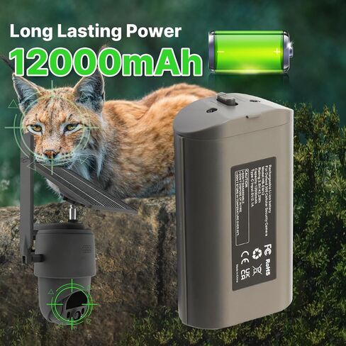 12000mAh Upgrade Rechargeable Battery Replacement for Defend 360 Camera | Cellular Security Camera Lithium Batteries with USB-C Fast Charging, LED Power Meter, Support Solar Panel Charging (2-Pack) in Kuwait