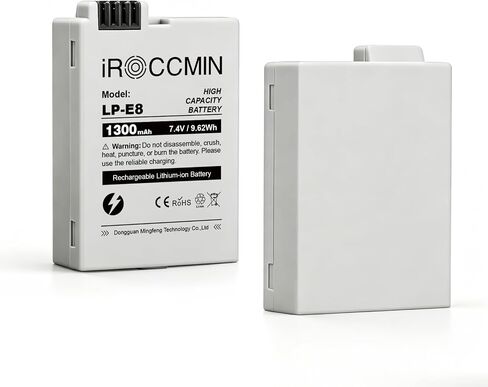 2Pcs LP-E8 1300mAh High Capacity Battery | Compatible with Canon LC-E8E, EOS 650D 600D 550D, Kiss X7i X6i X4 X5 X6, Rebel T3i, T2i, T4i, T5i cameras in Saudi Arabia