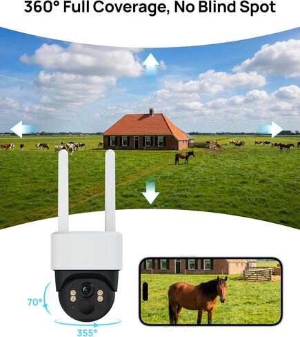 Aurumbach 4G LTE Cellular Solar Security Camera Wireless Outdoor, No WiFi Solar Powered Cameras, 4MP PTZ 360° View, Motion Tracking, Color Night Vision, AI Detection, Built-in eSIM in Kuwait