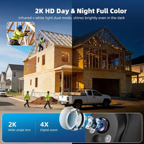 4G LTE Cellular Security Camera, Built-in SIM Card, Non-Stop Solar Powered | No WiFi Needed, 2K Color Night Vision, 360° View, for Jobsite & Off-Grid Areas, Motion Detection, 2-Way Audio, Easy Setup in Kuwait