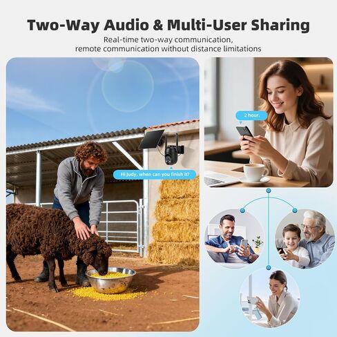4G LTE Cellular Security Camera, Built-in SIM Card, Non-Stop Solar Powered | No WiFi Needed, 2K Color Night Vision, 360° View, for Jobsite & Off-Grid Areas, Motion Detection, 2-Way Audio, Easy Setup in Kuwait