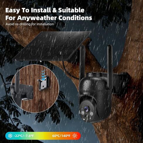 4G LTE Cellular Security Camera, Built-in SIM Card, Non-Stop Solar Powered | No WiFi Needed, 2K Color Night Vision, 360° View, for Jobsite & Off-Grid Areas, Motion Detection, 2-Way Audio, Easy Setup in Kuwait