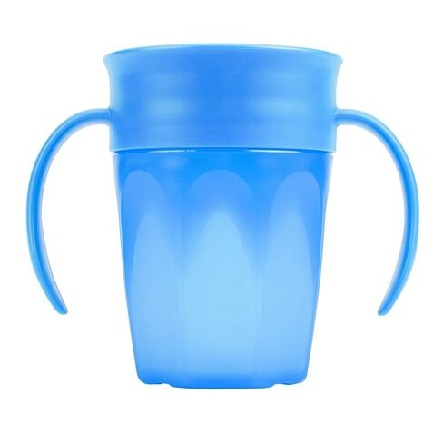 Dr. Brown's Milestones Cheers 360 Spoutless Transition Cup with Handles, Travel Friendly and Leak Free Sippy for Babies and Toddlers, Blue, BPA-Free, 7 oz/200 mL, 6m+ in Kuwait