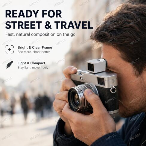 17° Optical Viewfinder External Mini Finder, 28mm 35mm 50mm Bright Framelines with Cold Shoe Mount, 0.5X Magnification, Aluminum Body for Film and Digital Cameras in Kuwait