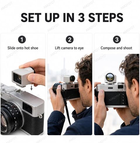 17° Optical Viewfinder External Mini Finder, 28mm 35mm 50mm Bright Framelines with Cold Shoe Mount, 0.5X Magnification, Aluminum Body for Film and Digital Cameras in Kuwait