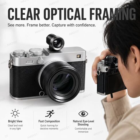28mm Optical Viewfinder External Mini Finder, 4:3 Framelines Camera Viewfinder with Cold Shoe Mount, 5-Lens Optical Glass and Aviation Aluminum Body for Digital and Film Cameras in Kuwait