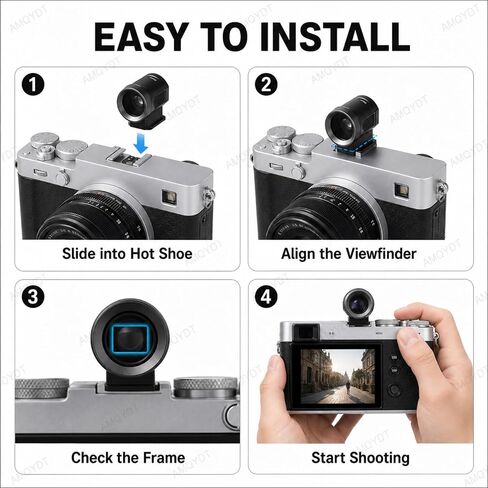 28mm Optical Viewfinder External Mini Finder, 4:3 Framelines Camera Viewfinder with Cold Shoe Mount, 5-Lens Optical Glass and Aviation Aluminum Body for Digital and Film Cameras in Kuwait