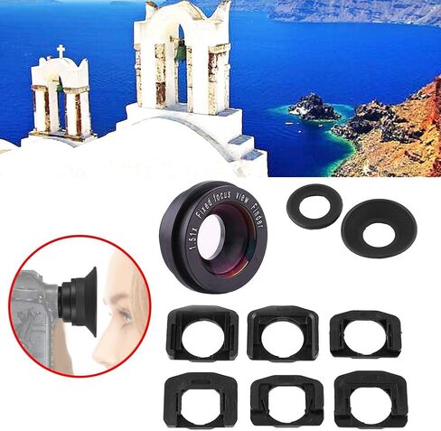 Camera Viewfinder Magnifier and Viewfinder Eyepiece Magnifier, 1.5X Fixed Focus Eyecup for DSLR Camera, 6 Mounting Bases, Comfortable 15mm Eye Relief in Kuwait