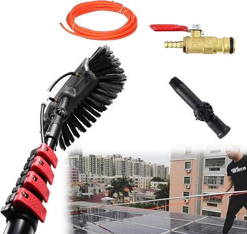 39.5ft Telescopic Window Cleaning Rod Set, 6m Roof & Solar Panel Cleaning Brush, 20ft Extendable Pole, 35cm Brush Head for Efficient PV & Window Cleaning in Kuwait