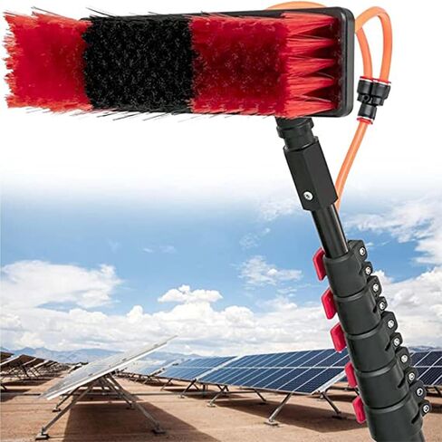 Retractable Cleaning Brush for Greenhouse Roofs & Solar Panels | 35cm Head, 12M Length | Window Poles & Water Supply System | Efficient Cleaning Tool in Kuwait