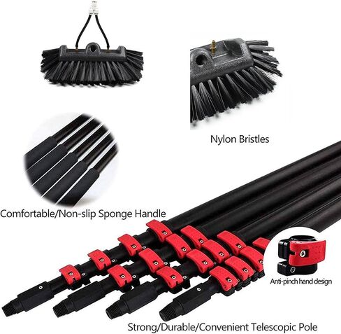 39.5ft Telescopic Window Cleaning Rod Set, 6m Roof & Solar Panel Cleaning Brush, 20ft Extendable Pole, 35cm Brush Head for Efficient PV & Window Cleaning in Kuwait
