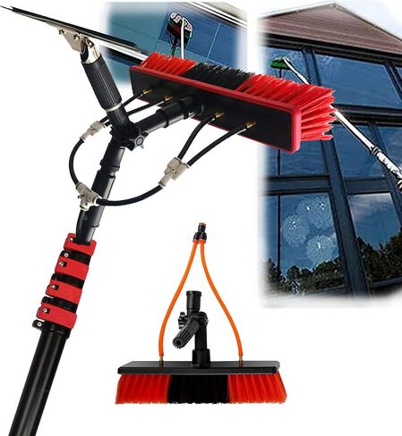 18FT-36FT Telescopic Window Cleaning Brush, Extendable Rod for Conservatory Roofs & Solar Panel Cleaning, 35cm Brush Head for Effortless Reach & Efficiency in Kuwait