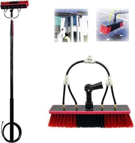 Extendable Window Cleaning Brush for Solar Panels, 10M Hose Fed Pole Kit, 35cm Brush Head, Ideal for Conservatory Roofs and High Windows, Efficient Cleaning Tools. in Kuwait