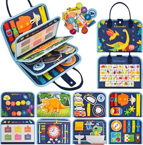 Busy Book for Toddlers 1-3, Montessori Toys Busy Board for 1 2 3 4 Year Old Boy Girl Birthday Gift Educational Learning Quiet Activity Book Airplane Car Travel Toys for Tollders Kids 1-3 in Kuwait